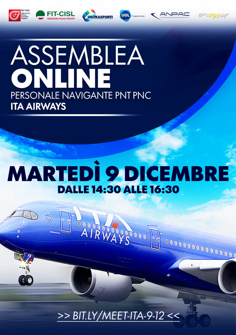 ASSEMBLEA ONLINE PERSONALE NAVIGANTE PNT - PNC - ITA AIRWAYS